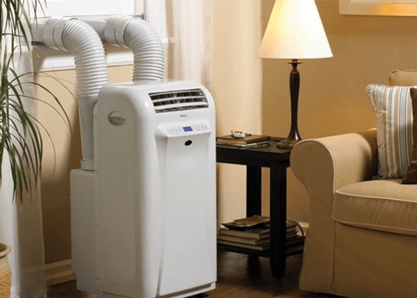 portable heat pump installed well in the room